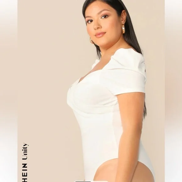 WHITE WRAP BODYSUIT- SZ 2XL - Picture 2 of 8